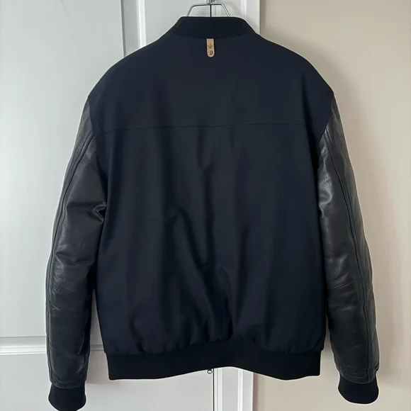 Mackage Down Bomber Jacket with Leather Sleeve - Picture 2 of 7